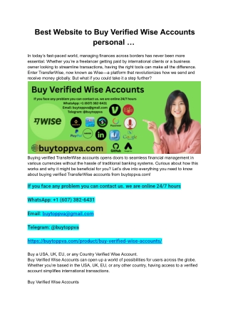 _Best Website to Buy Verified Wise Accounts personal …
