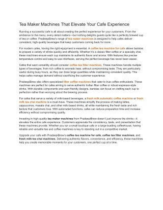 Tea Maker Machines That Elevate Your Cafe Experience