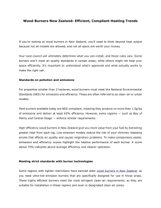 Wood Burners New Zealand- Efficient, Compliant Heating Trends