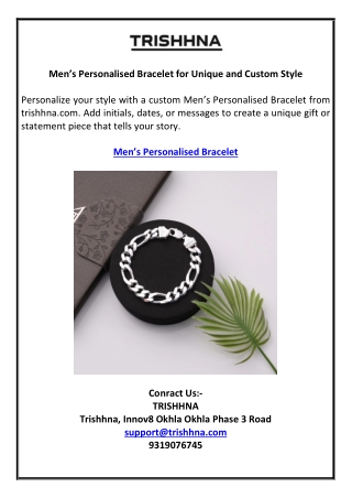 Men’s Personalised Bracelet for Unique and Custom Style