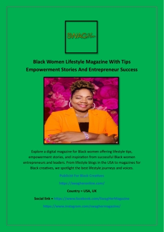 Black Women Lifestyle Magazine With Tips Empowerment Stories And Entrepreneur Su