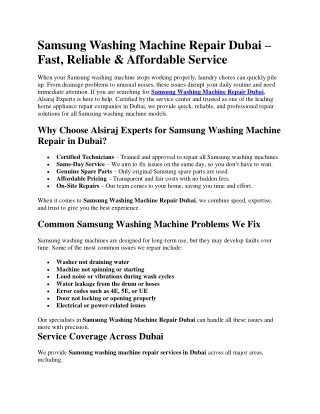 Samsung Washing Machine Repair Dubai