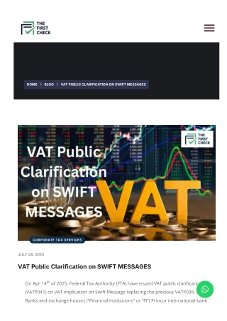 VAT Public Clarification on SWIFT MESSAGES