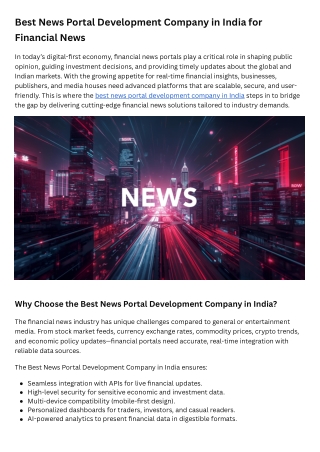 Best News Portal Development Company in India for Financial News