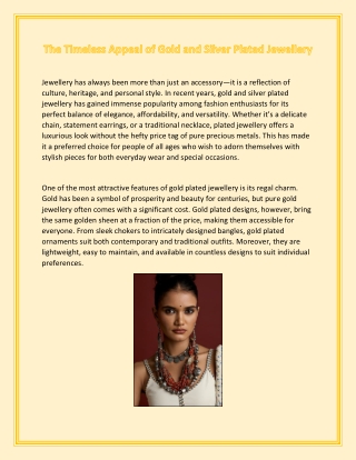 The Timeless Appeal of Gold and Silver Plated Jewellery