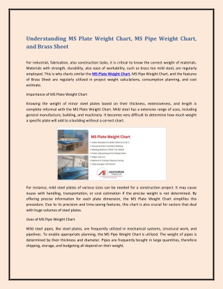 Understanding MS Plate Weight Chart