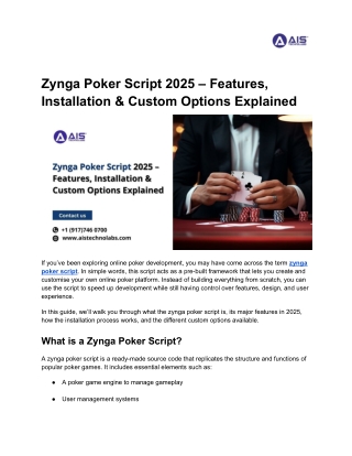 Zynga Poker Script 2025 – Features, Installation & Custom Options Explained