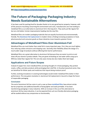 Packaging Industry Needs Sustainable Alternatives