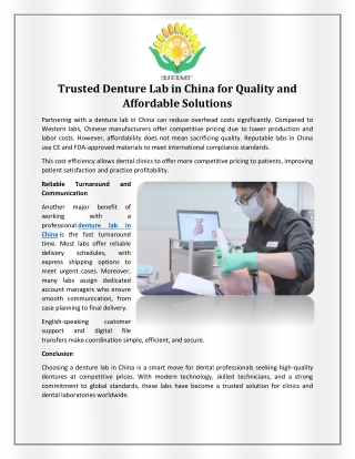 Trusted Denture Lab in China for Quality and Affordable Solutions