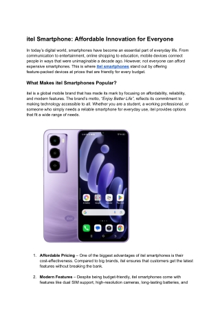 Buy itel Smartphone – Latest Models at Best Price