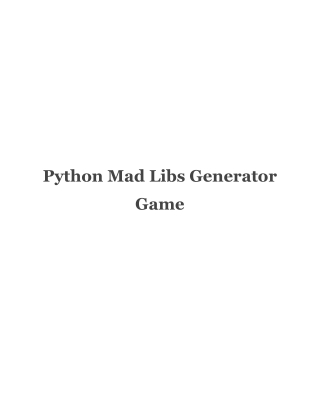 Python Mad Libs Generator Game