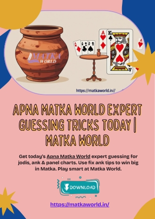 Apna Matka World Expert Guessing Tricks Today  Matka World