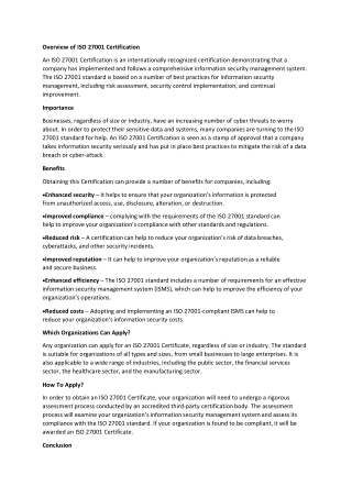 iso 27001 certification