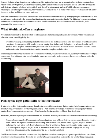 Wealthlink Education Resources for Students: Guides, Tools, and Communities