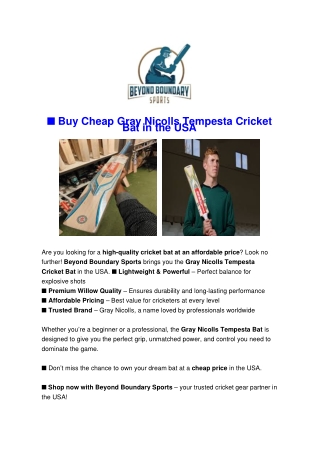 Buy Cheap Gray Nicolls Tempesta Cricket Bat in the USA
