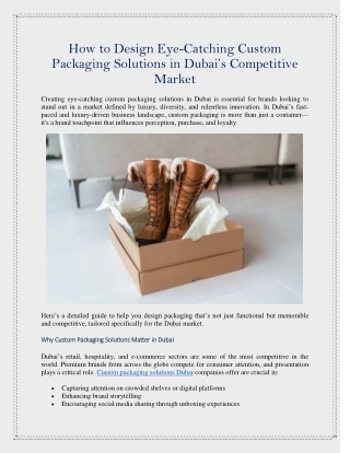 How to Design Eye-Catching Custom Packaging Solutions in Dubai’s Competitive Market
