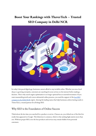 Boost Your Rankings with ThaverTech – Trusted SEO Company in Delhi NCR