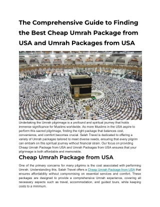 The Comprehensive Guide to Finding the Best Cheap Umrah Package from USA and Umrah Packages from USA