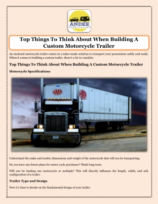 Top Things To Think About When Building A Custom Motorcycle Trailer