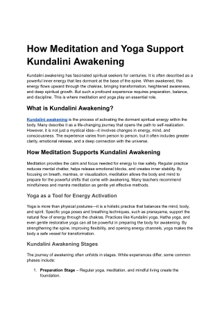 How Meditation and Yoga Support Kundalini Awakening