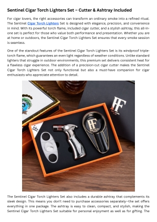 Sentinel Cigar Torch Lighters Set – Cutter & Ashtray Included