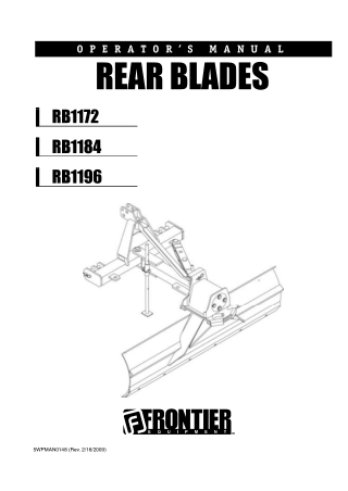 John Deere RB1184 Rear Blades Operator’s Manual Instant Download (Publication No. 5WPMAN0148)