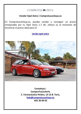 Vender Opel Astra | Comprotucocheya.es