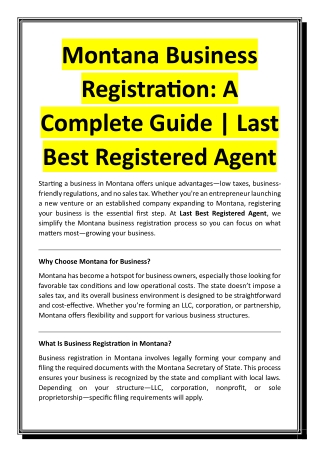 Montana Business Registration: A Complete Guide | Last Best Registered Agent