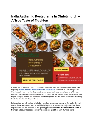 India Authentic Restaurants in Christchurch