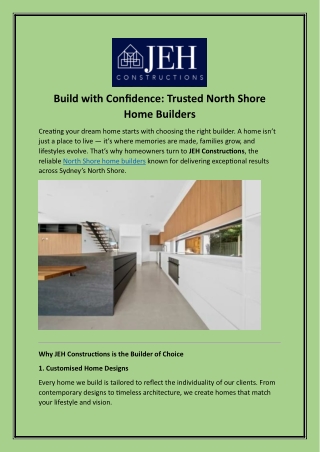 Build with Confidence: Trusted North Shore Home Builders