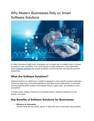 Why Modern Businesses Rely on Smart Software Solutions