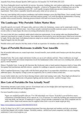 Amarillo Porta Potty Rental Service: What You Need to Know