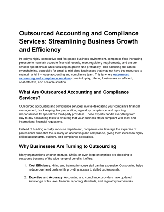 Outsourced Accounting and Compliance Services