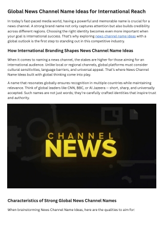 Global News Channel Name Ideas for International Reach