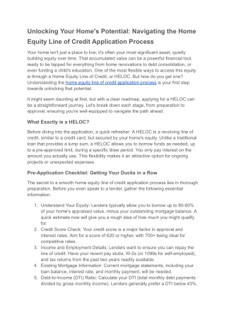 home equity line of credit application process