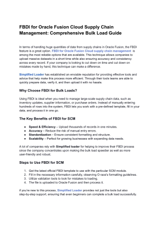 FBDI for Oracle Fusion Cloud Supply Chain Management: Comprehensive Bulk Load Gu