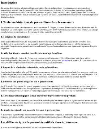 L'évolution historique du présentéisme dans le commerce.