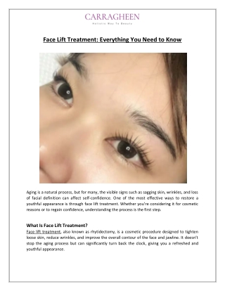 Face Lift Treatment Everything You Need to Know