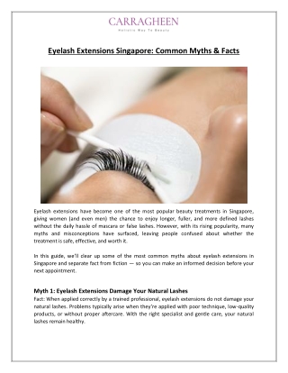 Eyelash Extensions Singapore Common Myths & Facts