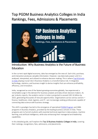 Top Business Analytics Colleges in India