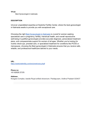 Best Gynecologist in Kakinada