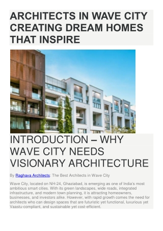 Architects in Wave City Creating Dream Homes That Inspire