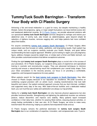 TummyTuck South Barrington  Transform Your Body with CI Plastic Surgery  Google Docs
