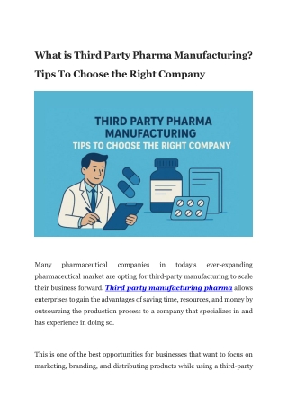What is Third Party Pharma Manufacturing? Tips To Choose the Right Company