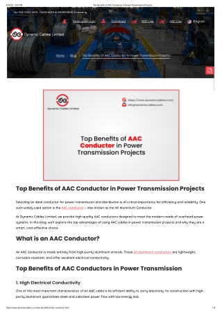 Top Benefits of AAC Conductor in Power Transmission Projects
