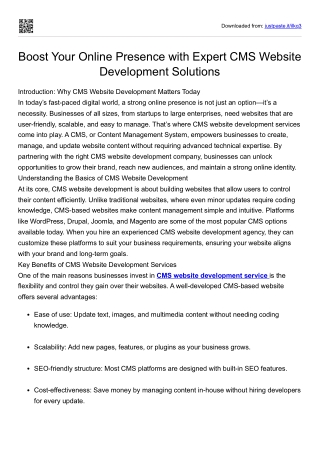 Boost Your Online Presence with Expert CMS Website Development Solutions
