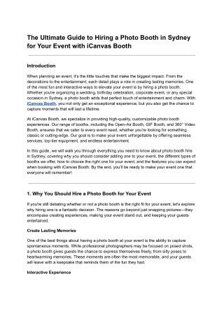 Photobooth Hire Sydney NSW: Unforgettable Fun for Every Event