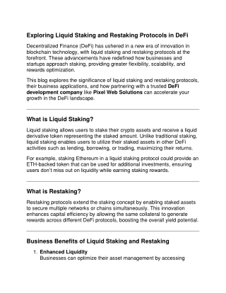 Exploring Liquid Staking and Restaking Protocols in DeFi