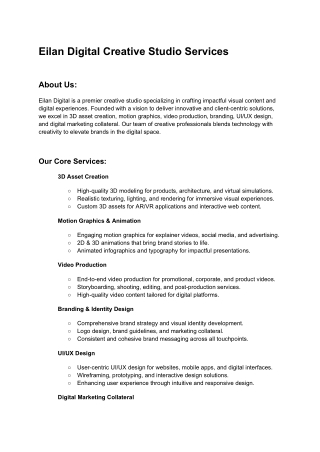 Eilan Digital Creative Studio Services