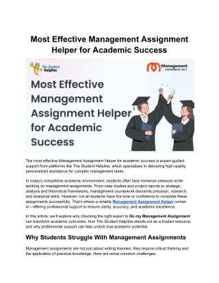 Most Effective Management Assignment Helper for Academic Success